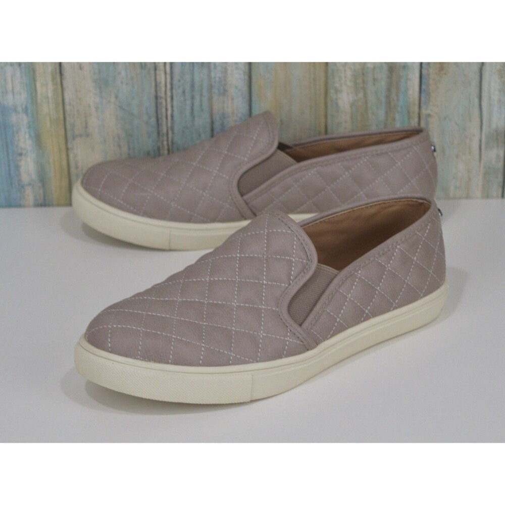 Steve Madden Women’s Quilted Slip-On Sneakers Taupe Beige Comfort Shoes Size 8.5